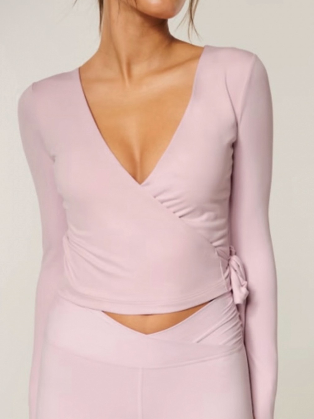 Gilly Hicks - Dusty Pink Long Sleeve Wrap Crop Top
